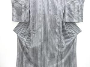 縞に扇模様小紋着物